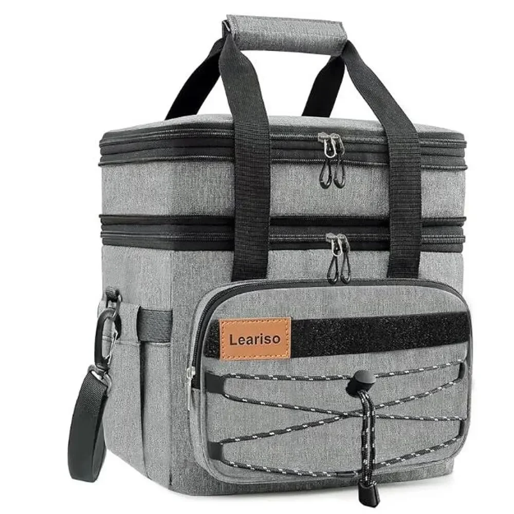 2-Tier Reusable Insulated Lunch Box with Strap, Leakproof